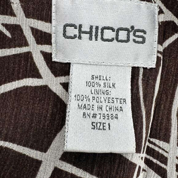 Chico's Skirt Womens Medium (28x24 ACTUAL) Brown Silk Gauzy Lined Flare - Picture 6 of 8